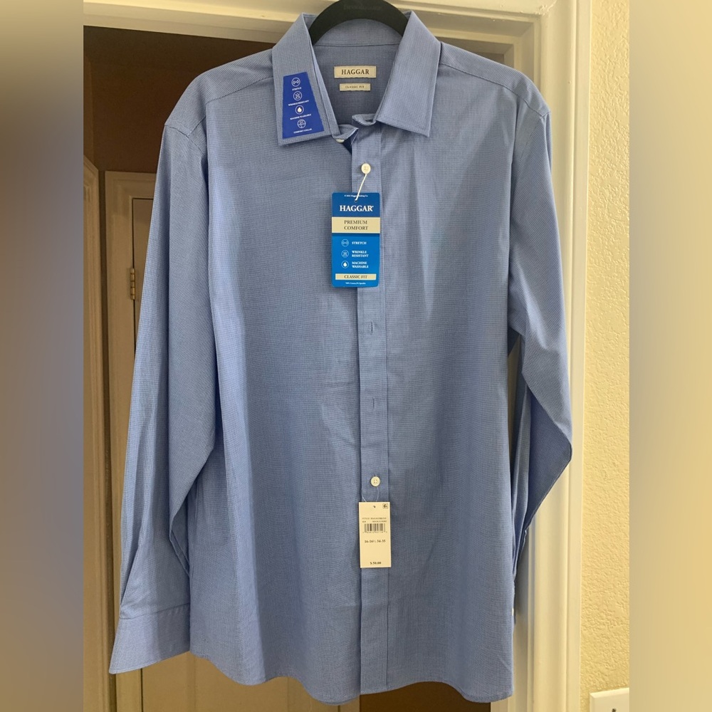 Haggar Men's Classic Blue Dress Shirt